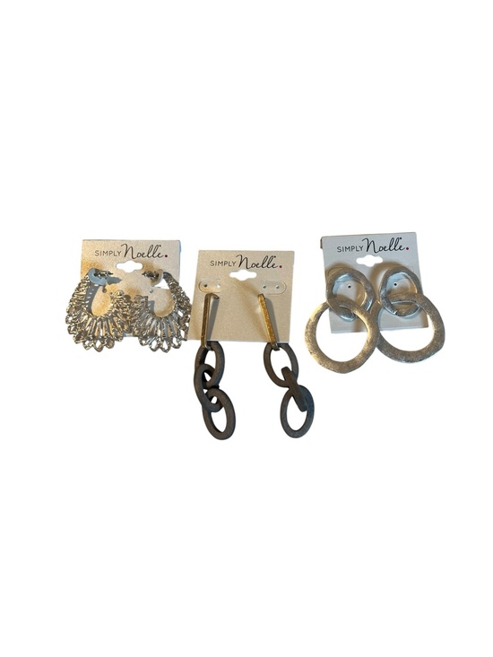 Simply Noelle Jewelry - Simply Noelle Statement Earring Bundle 3 Pairs Silver Gold Wood NWT